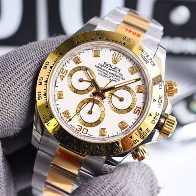 White Gold Daytona Rolex Replica 40MM Imported Steel Sapphire Glass Watch